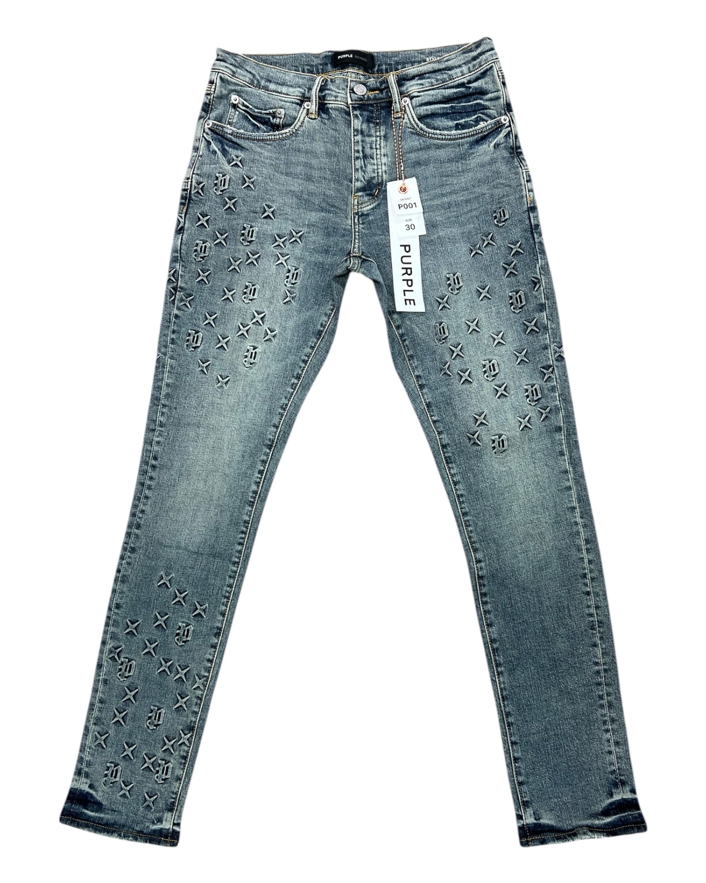 P001 PURPLE BRAND Embossed Denim
