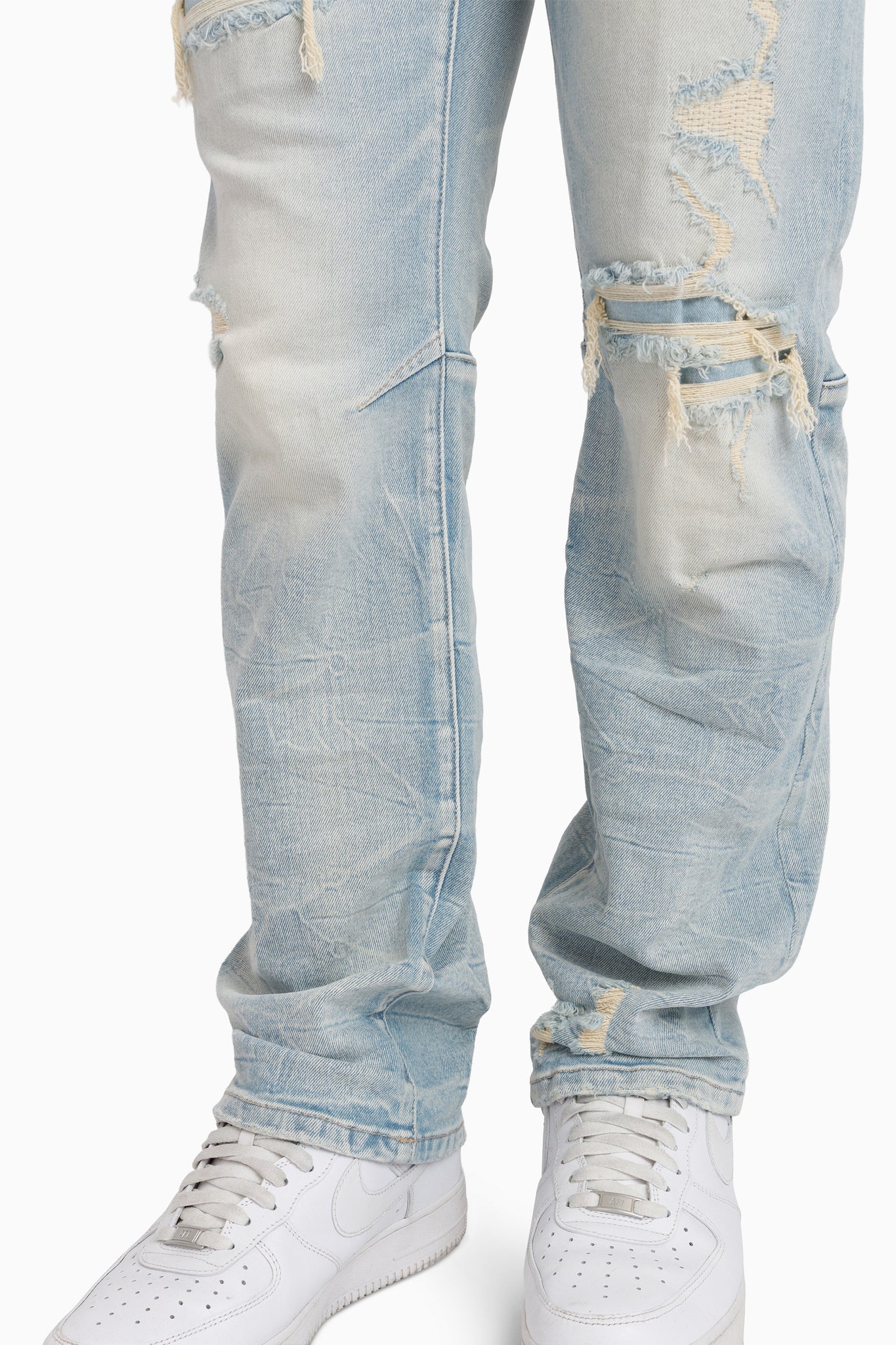 Heavy Whisker Effect Jeans - Lily Blue
