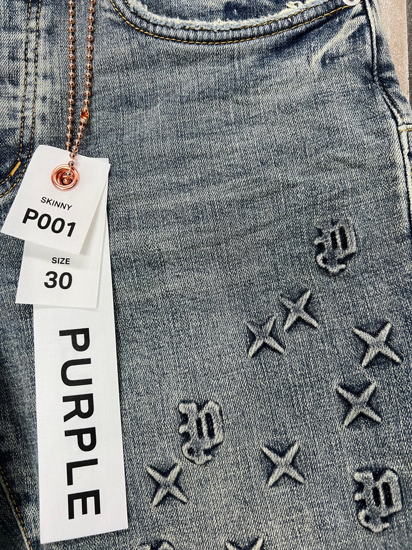 P001 PURPLE BRAND Embossed Denim