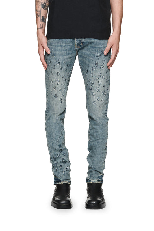 P001 PURPLE BRAND Embossed Denim