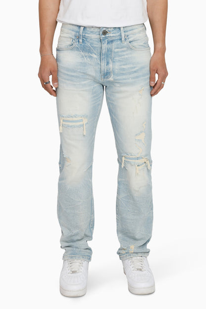 Heavy Whisker Effect Jeans - Lily Blue