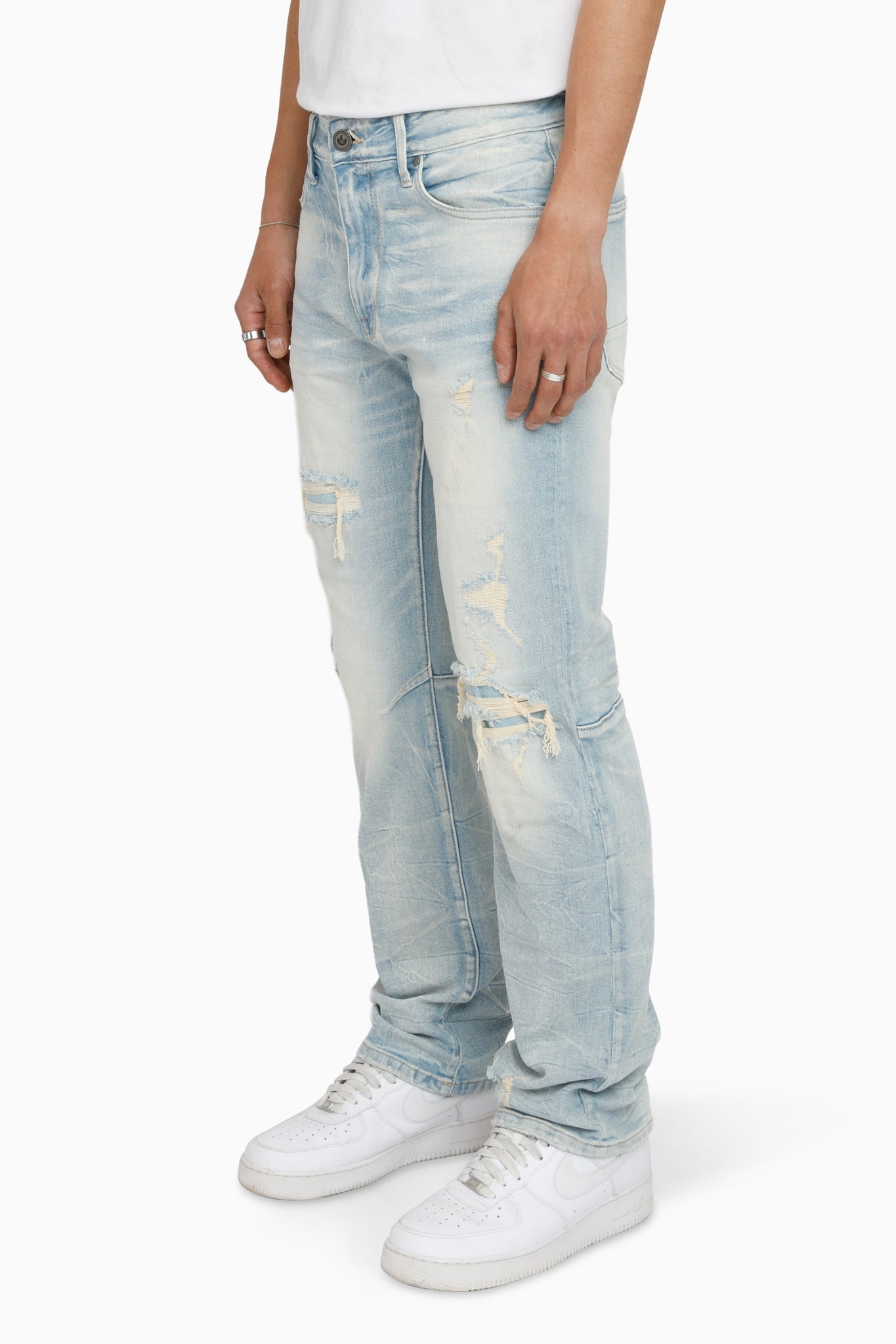 Heavy Whisker Effect Jeans - Lily Blue
