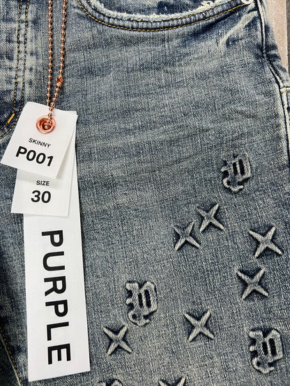 P001 PURPLE BRAND Embossed Denim