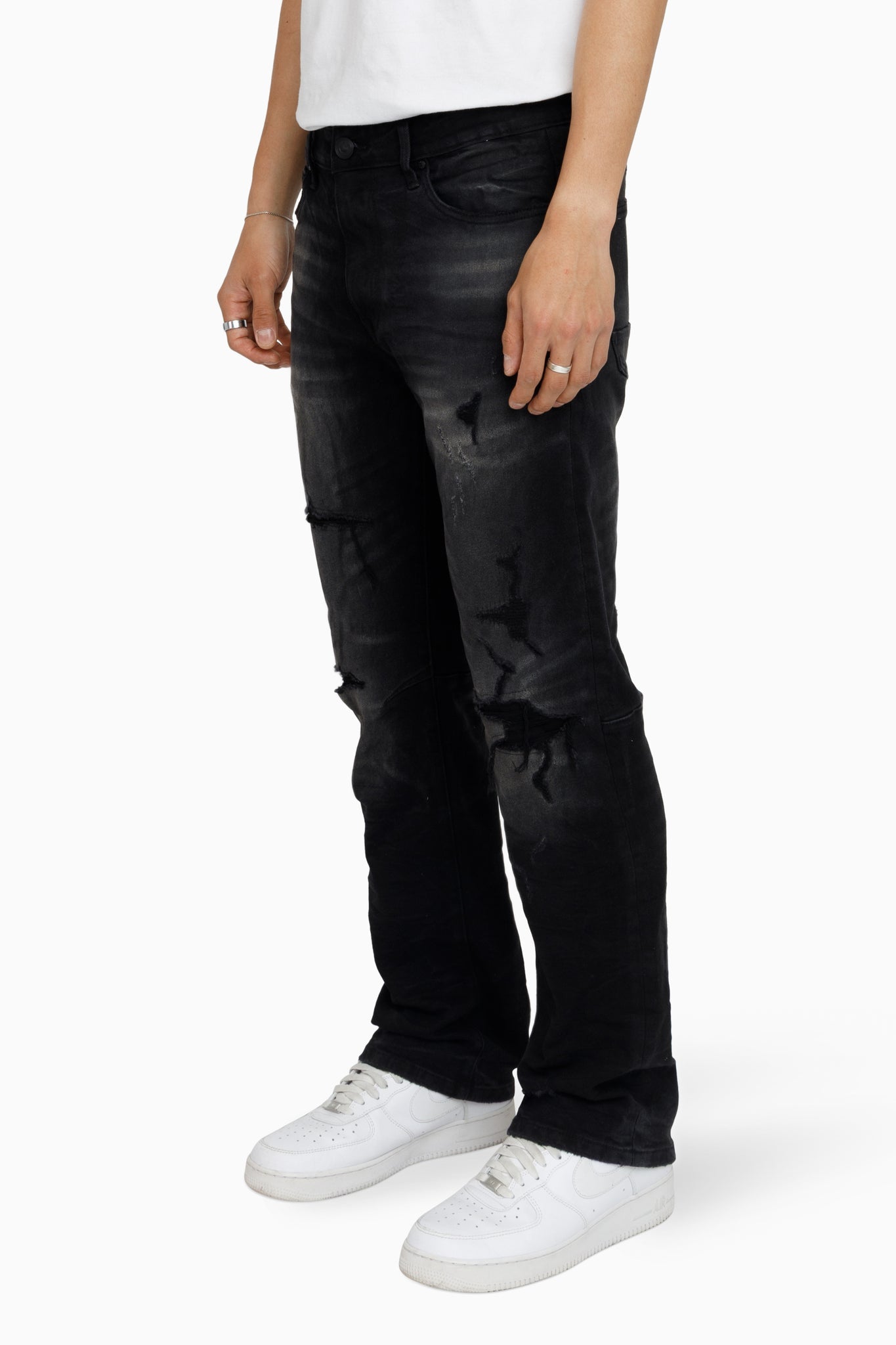 STRAIGHT FIT Heavy Whisker Effect Jeans - Tetra Black