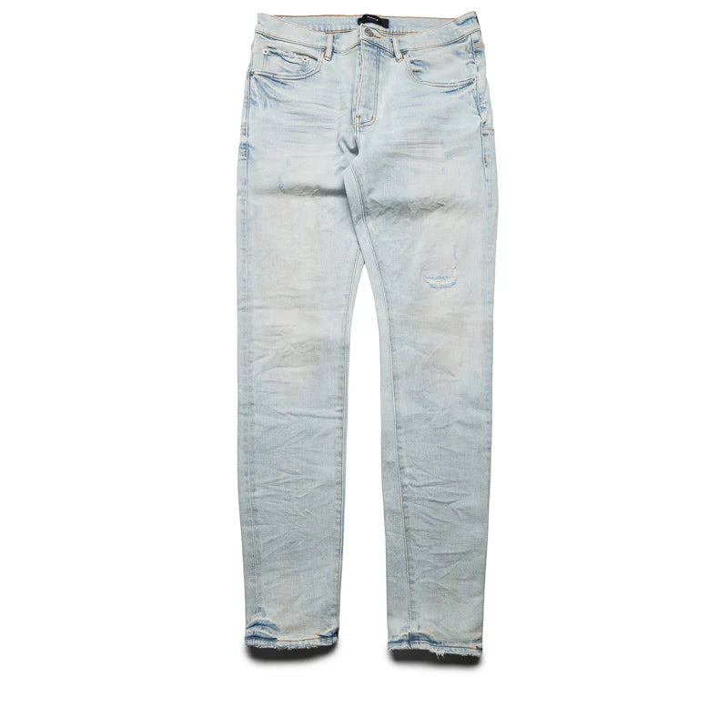 PURPLE BRAND LOW RISE SKINNY LEG FADE DISTRESSED JEAN